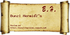 Bunzl Hermiás névjegykártya